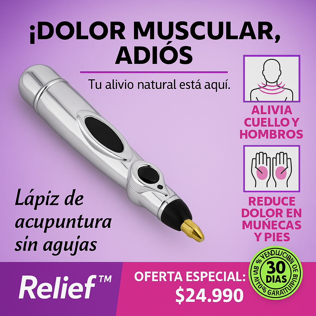 Relief™ Adiós al Dolor Sin Pastillas, Lápiz Acupuntura Portátil.