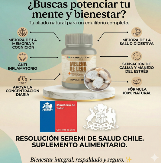 Preventivo de Alzheimer Natural, Melena De Leon Fortificada 4 en 1.