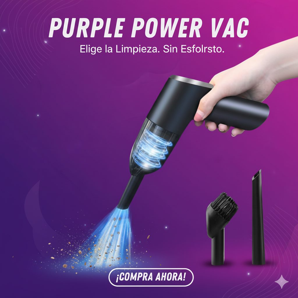 Purple Power Vac™ Mini Aspiradora DE AUTO PORTATIL 3 en 1